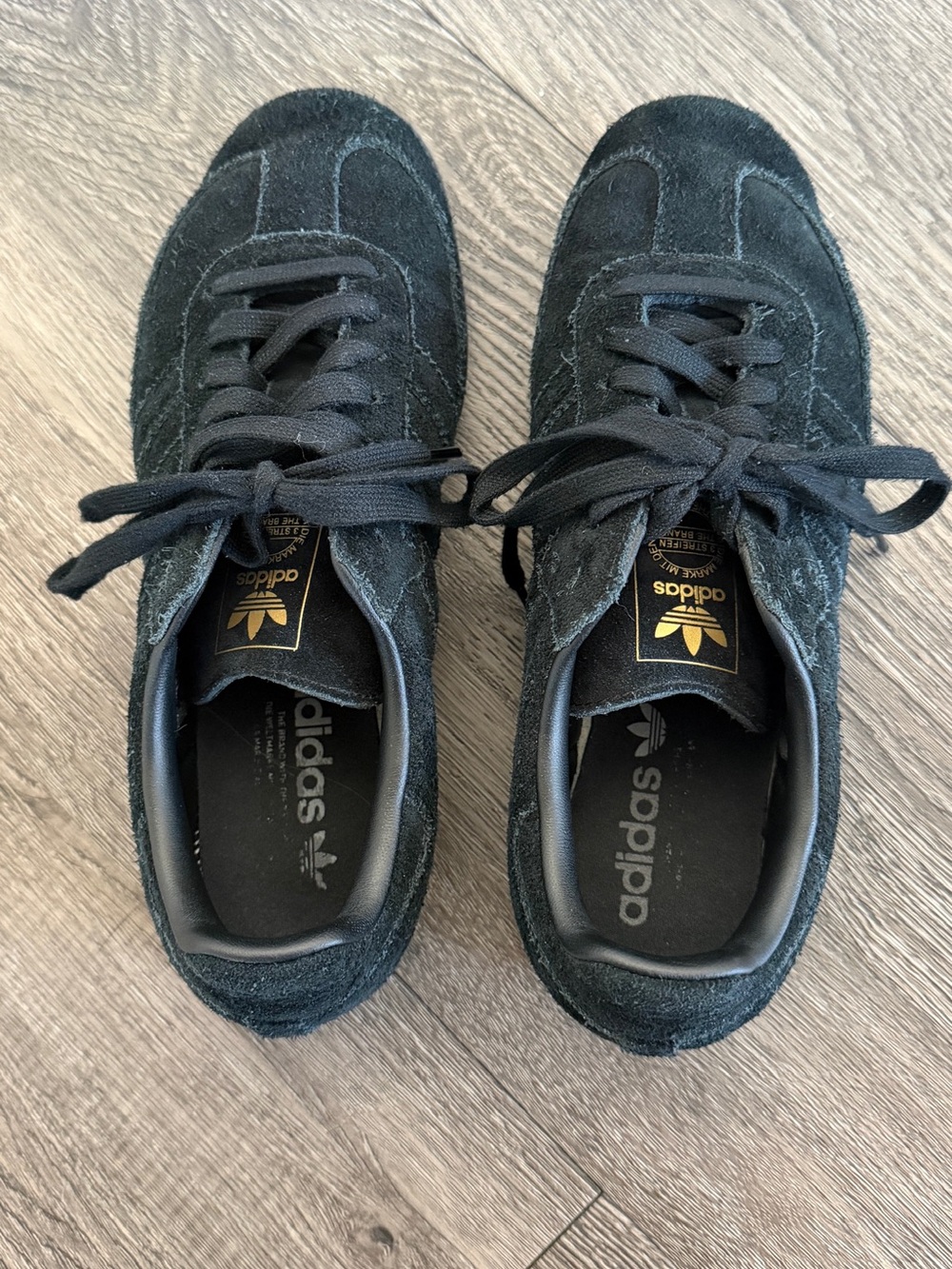 Adidas Sambas Special Edition Black Suede Low-Top Sneakers with Gold Logo